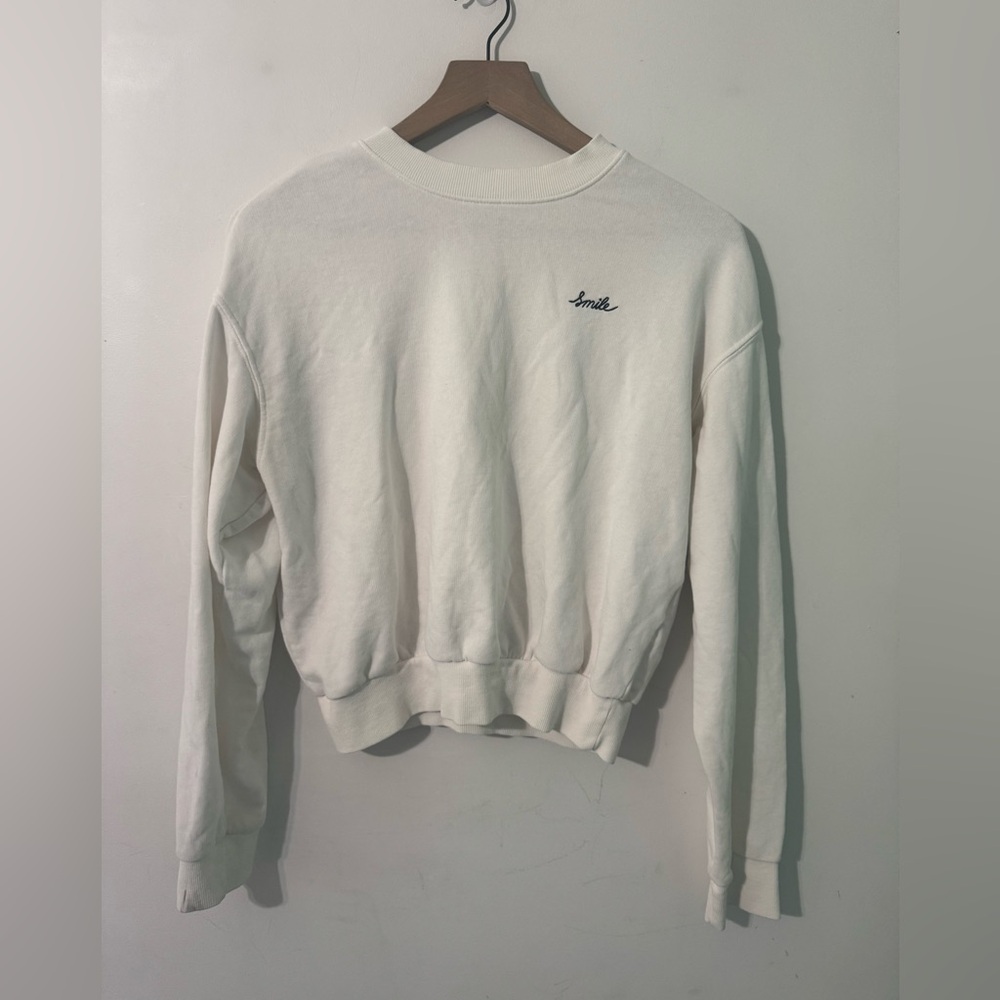 H&M Divided White Basic crew neck cropped  Sweatshirt size  small